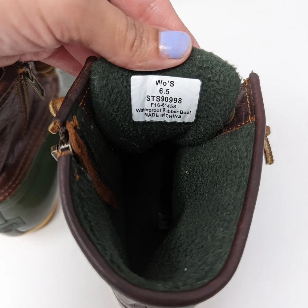 Sperry saltwater duck boot‎ green and brown size 6.5 insulated winter boot